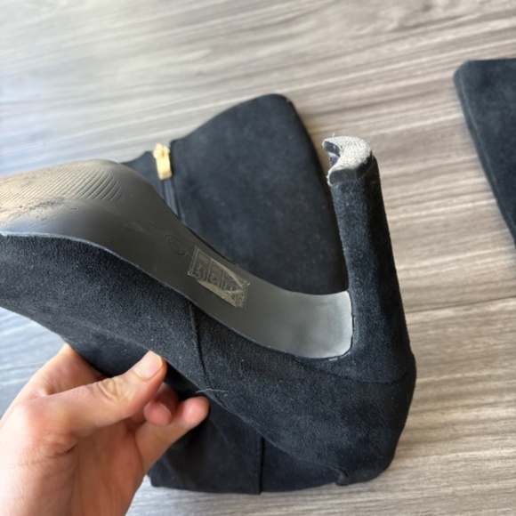 Givana Knee High Black Suede Block Heeled Boots Size 37 - Picture 4 of 8